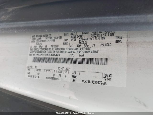 Photo 8 VIN: 1FTNR2CG2FKA81449 - FORD TRANSIT-250 