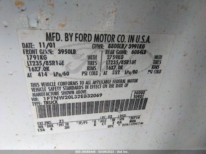 Photo 8 VIN: 1FTNW20L32EB32069 - FORD F250 