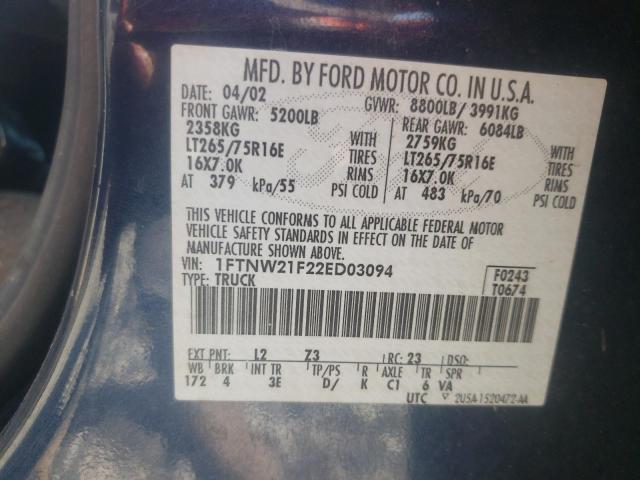 Photo 11 VIN: 1FTNW21F22ED03094 - FORD F250 SUPER 