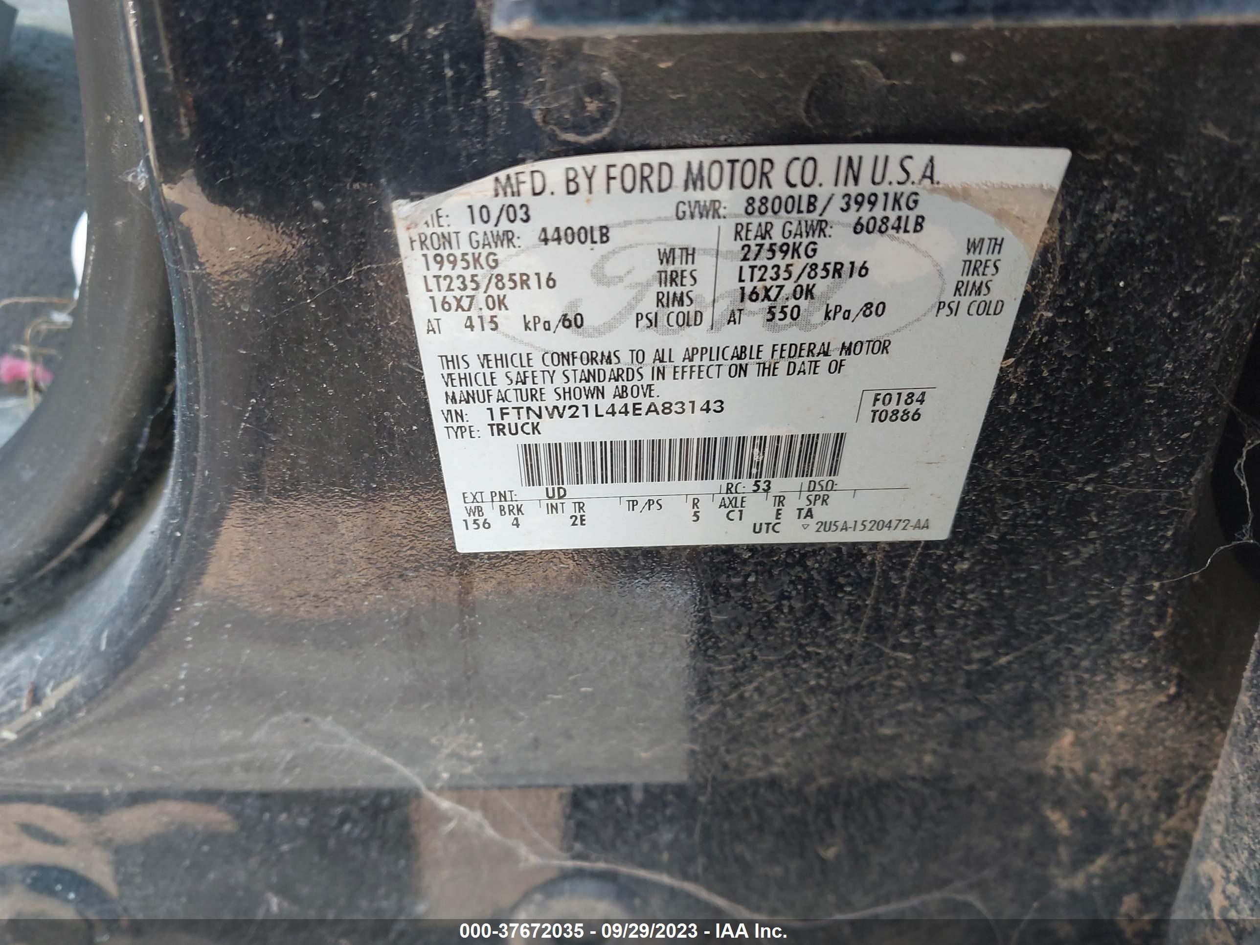 Photo 8 VIN: 1FTNW21L44EA83143 - FORD F250 