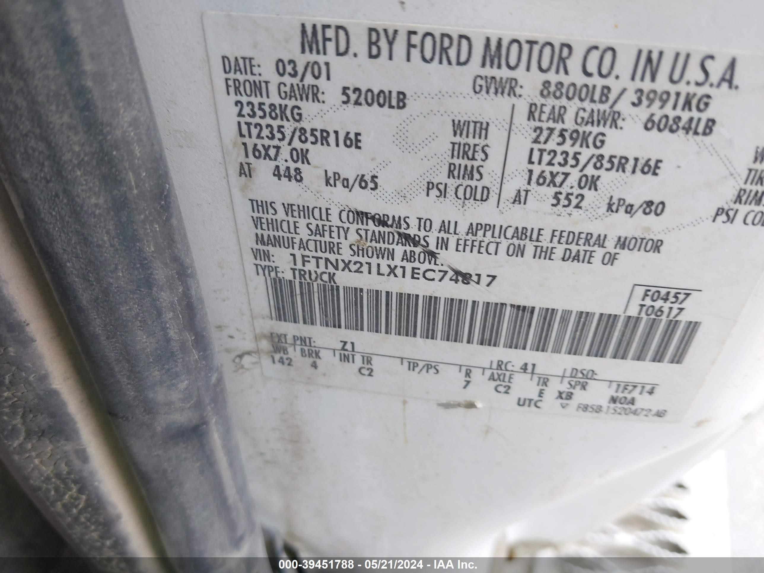 Photo 8 VIN: 1FTNX21LX1EC74817 - FORD F250 