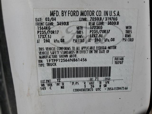 Photo 11 VIN: 1FTPF12564NB61456 - FORD F150 