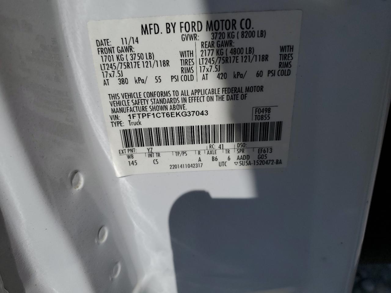 Photo 12 VIN: 1FTPF1CT6EKG37043 - FORD F-150 