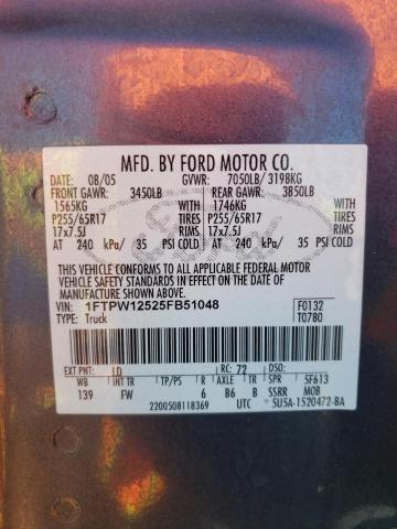 Photo 11 VIN: 1FTPW12525FB51048 - FORD F150 SUPER 