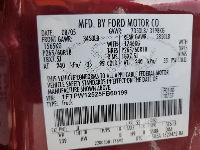 Photo 11 VIN: 1FTPW12525FB60199 - FORD F150 SUPER 