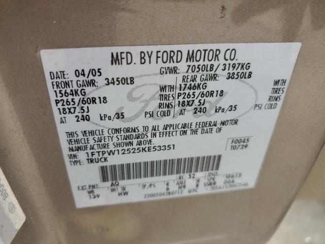 Photo 11 VIN: 1FTPW12525KE53351 - FORD F150 