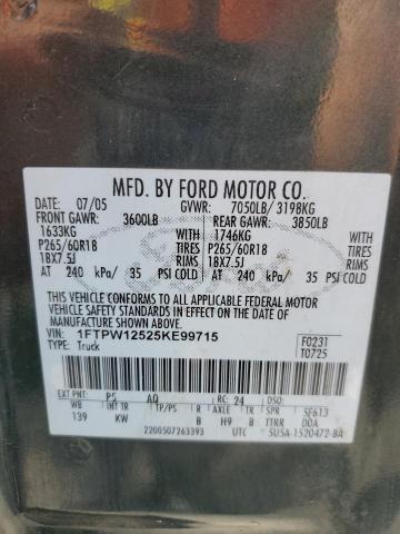 Photo 11 VIN: 1FTPW12525KE99715 - FORD F150 SUPER 