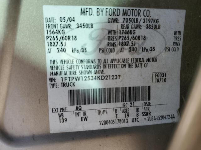 Photo 11 VIN: 1FTPW12534KD21231 - FORD F150 SUPER 