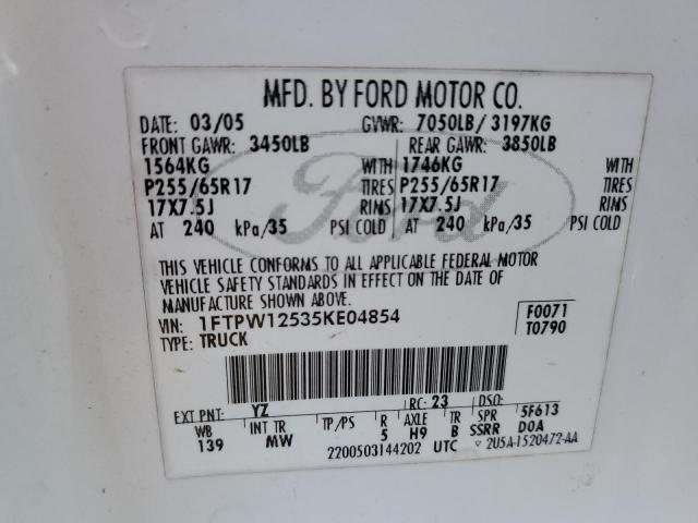 Photo 11 VIN: 1FTPW12535KE04854 - FORD F-150 