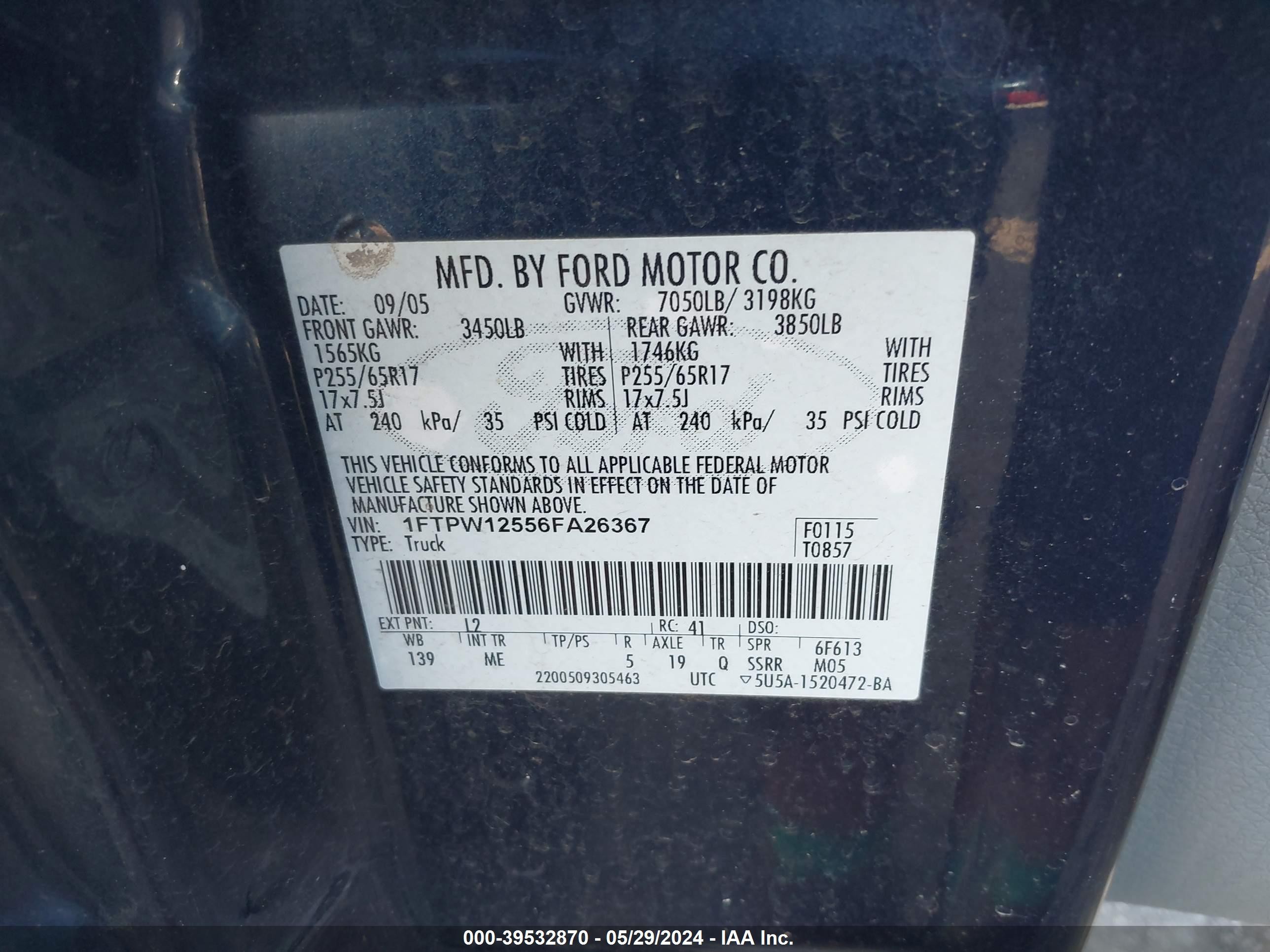 Photo 8 VIN: 1FTPW12556FA26367 - FORD F-150 