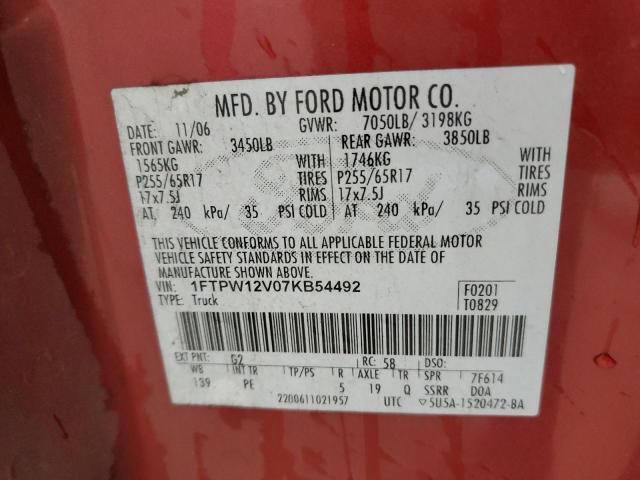 Photo 11 VIN: 1FTPW12V07KB54492 - FORD F-150 