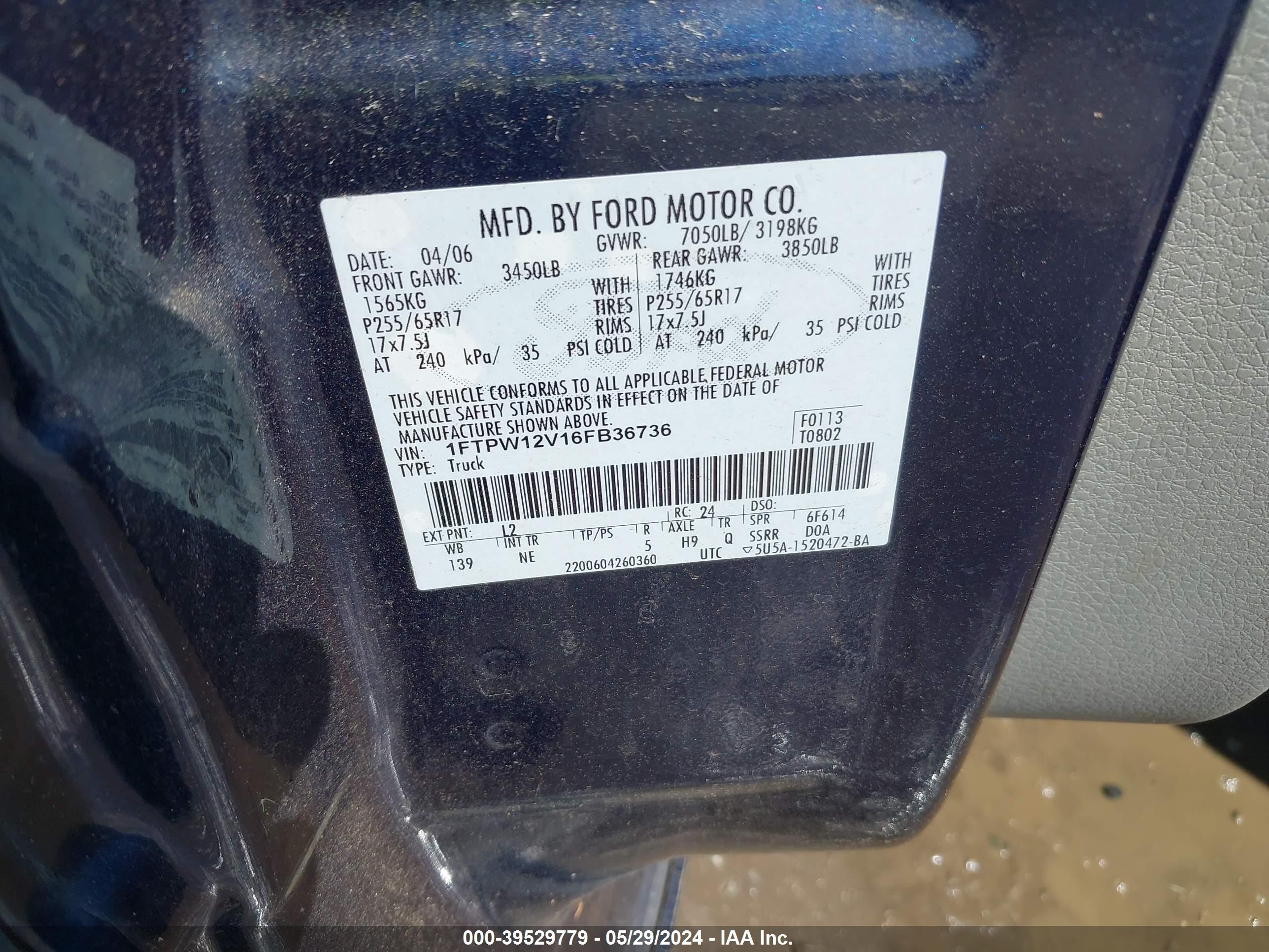 Photo 8 VIN: 1FTPW12V16FB36736 - FORD F-150 