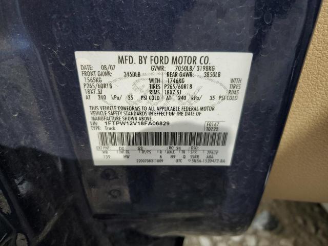 Photo 12 VIN: 1FTPW12V18FA06829 - FORD F150 SUPER 