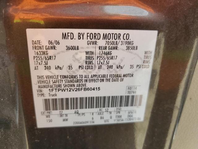 Photo 11 VIN: 1FTPW12V26FB60415 - FORD F150 SUPER 