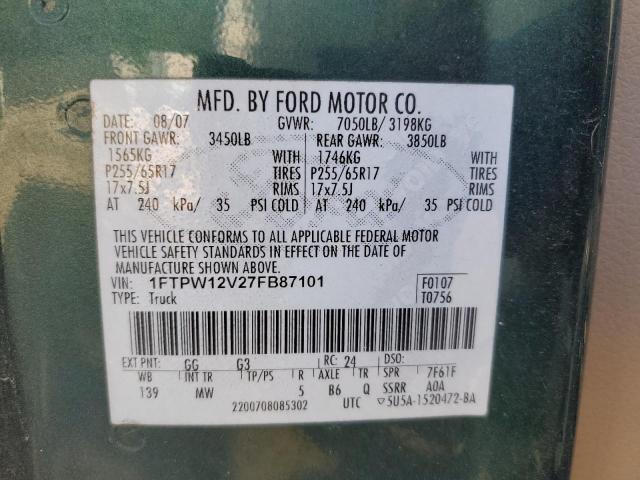 Photo 11 VIN: 1FTPW12V27FB87101 - FORD F150 SUPER 