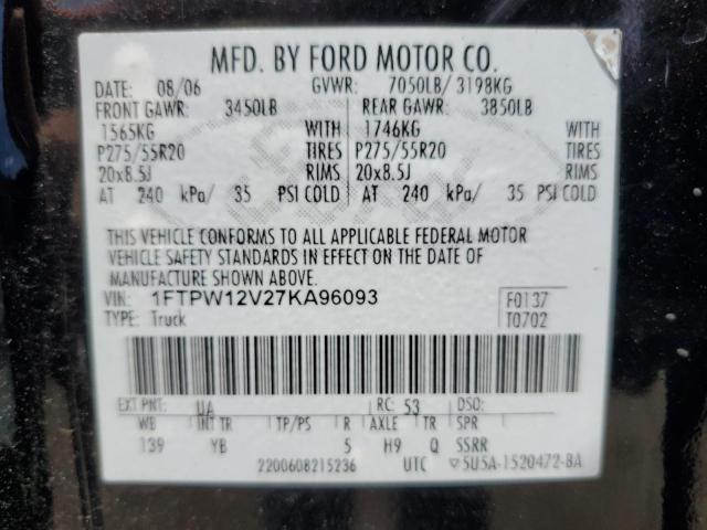 Photo 12 VIN: 1FTPW12V27KA96093 - FORD F150 SUPER 