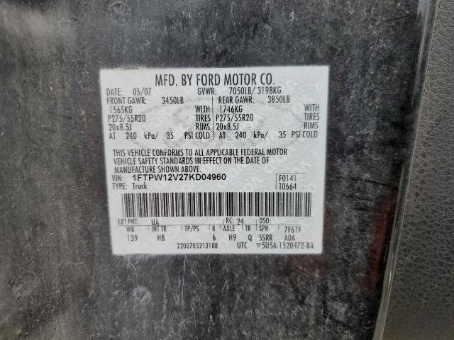 Photo 12 VIN: 1FTPW12V27KD04960 - FORD F150 SUPER 