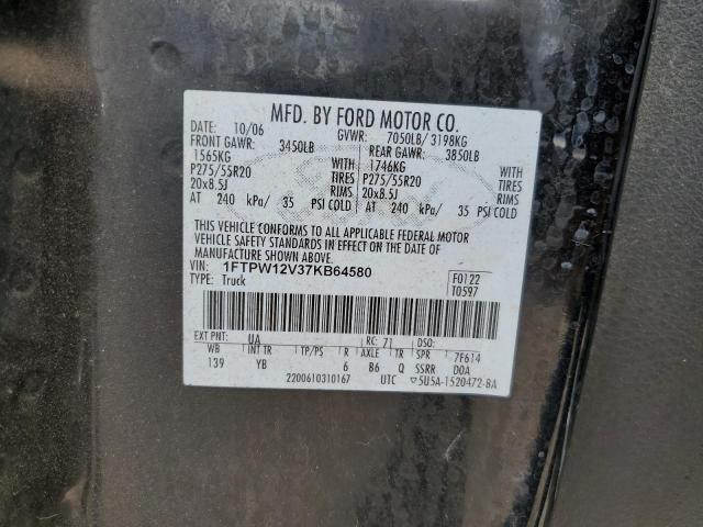 Photo 11 VIN: 1FTPW12V37KB64580 - FORD F150 SUPER 