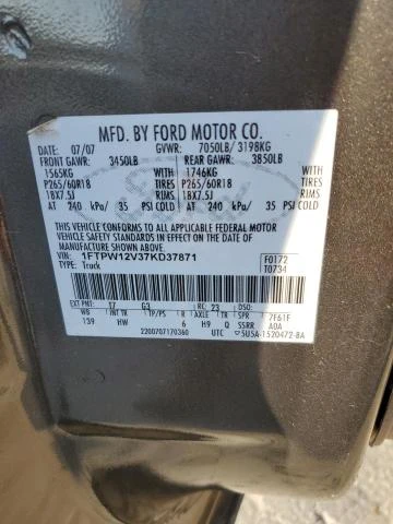 Photo 11 VIN: 1FTPW12V37KD37871 - FORD F150 SUPER 