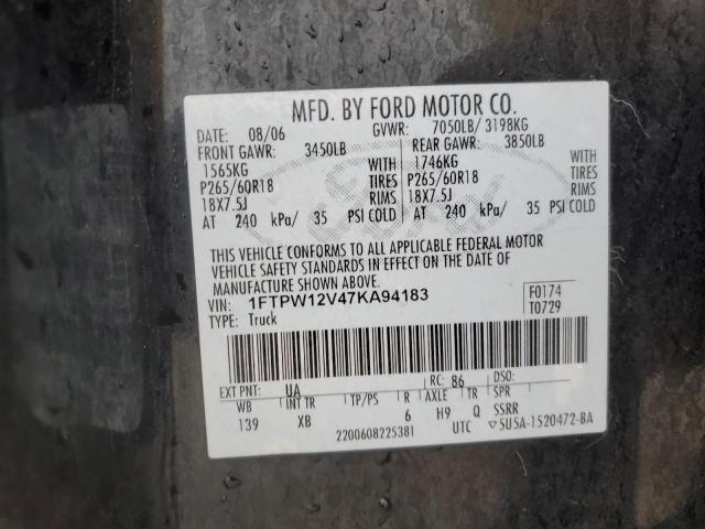 Photo 11 VIN: 1FTPW12V47KA94183 - FORD F-150 