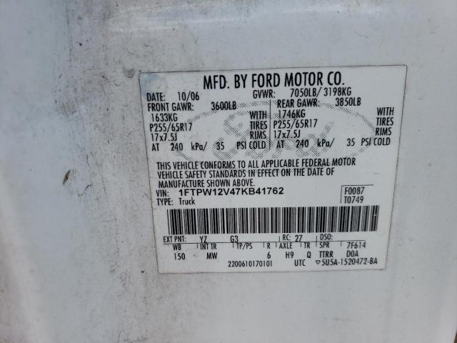 Photo 11 VIN: 1FTPW12V47KB41762 - FORD F-150 