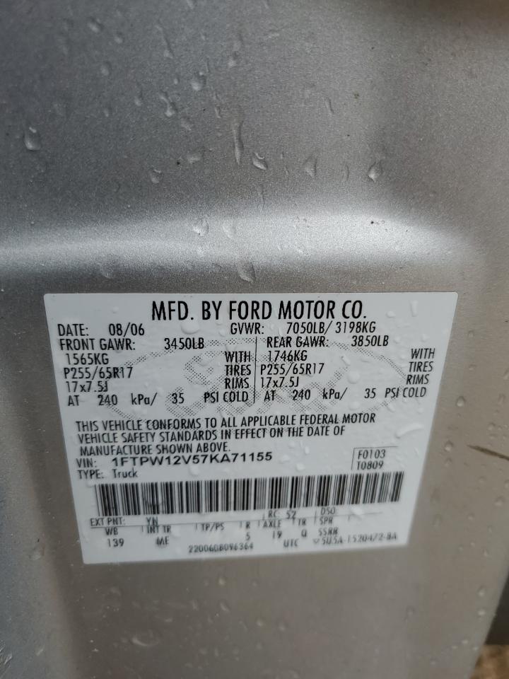 Photo 11 VIN: 1FTPW12V57KA71155 - FORD F-150 