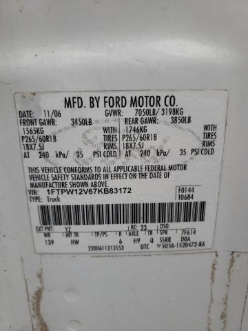 Photo 11 VIN: 1FTPW12V67KB83172 - FORD F150 SUPER 