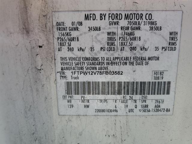 Photo 11 VIN: 1FTPW12V78FB03582 - FORD F150 SUPER 