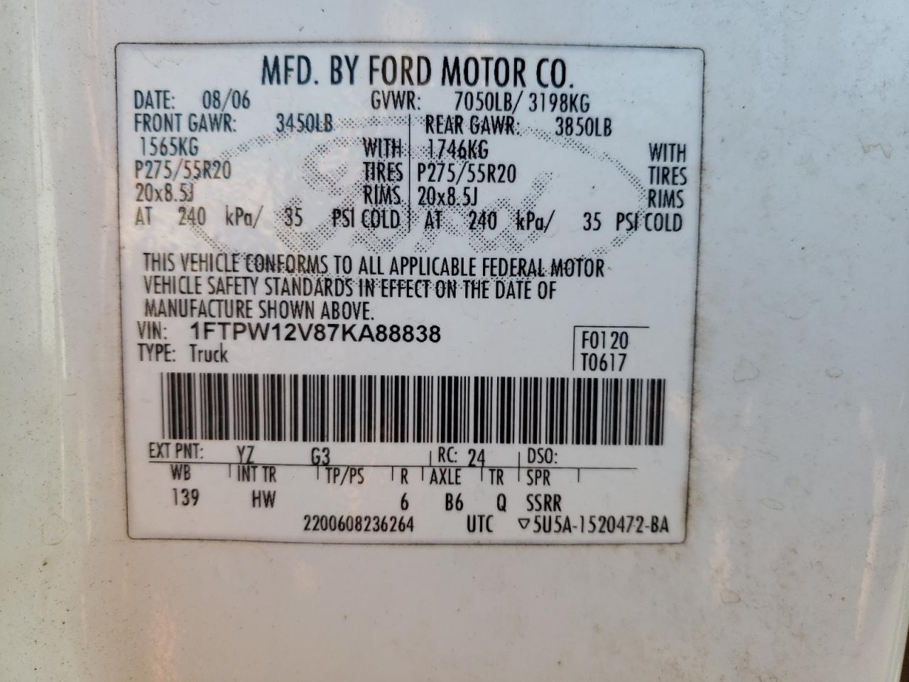 Photo 11 VIN: 1FTPW12V87KA88838 - FORD F-150 