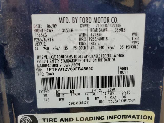 Photo 11 VIN: 1FTPW12V89FB45650 - FORD F150 SUPER 