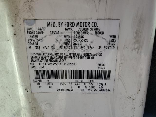 Photo 11 VIN: 1FTPW12V97FB22990 - FORD F-150 