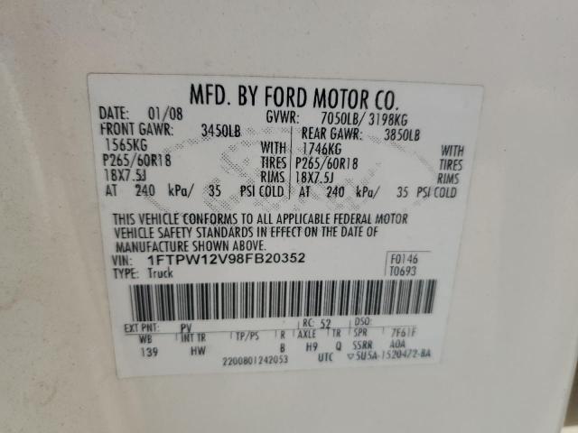 Photo 11 VIN: 1FTPW12V98FB20352 - FORD F150 SUPER 