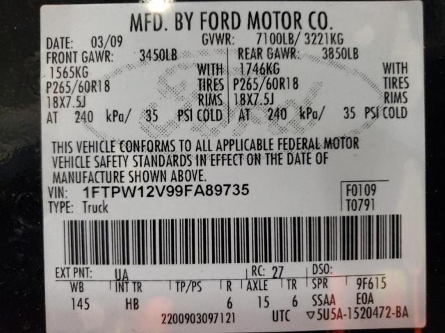 Photo 11 VIN: 1FTPW12V99FA89735 - FORD F150 SUPER 