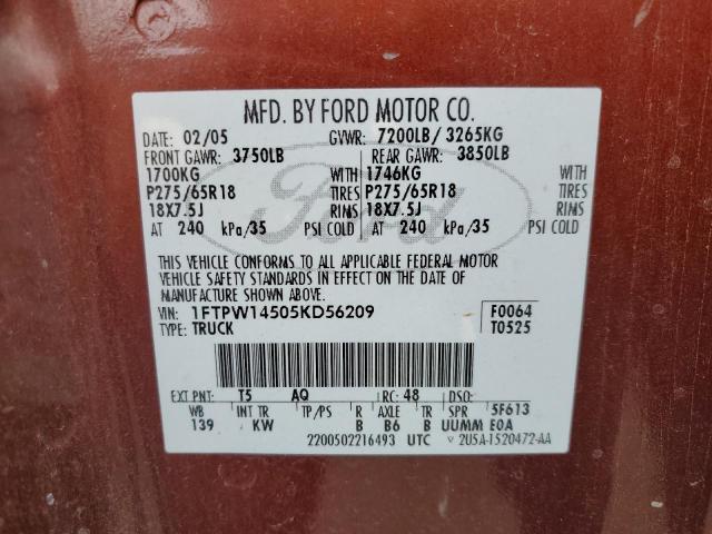 Photo 11 VIN: 1FTPW14505KD56209 - FORD F150 SUPER 