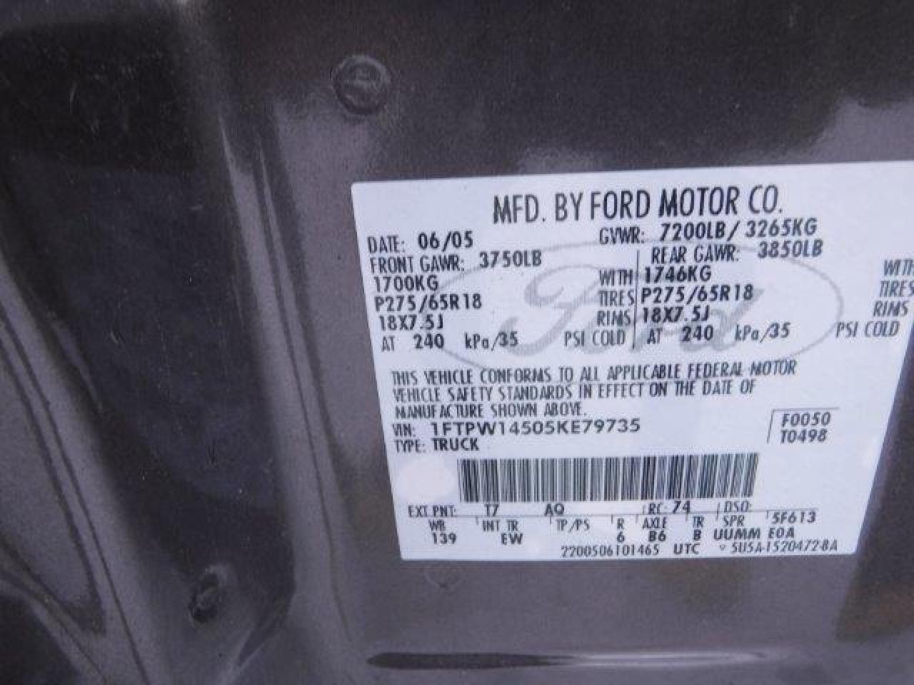 Photo 11 VIN: 1FTPW14505KE79735 - FORD F-150 