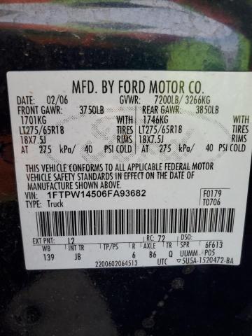 Photo 11 VIN: 1FTPW14506FA93682 - FORD F150 SUPER 