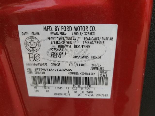 Photo 11 VIN: 1FTPW14517FA02565 - FORD F-150 