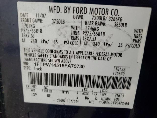 Photo 11 VIN: 1FTPW14518FA75730 - FORD F150 SUPER 