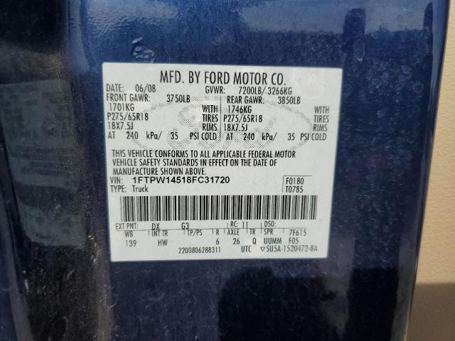 Photo 11 VIN: 1FTPW14518FC31720 - FORD F150 SUPER 