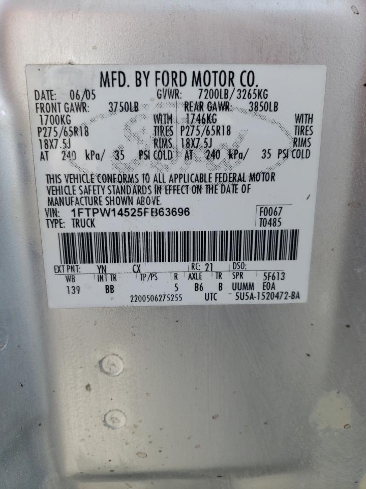 Photo 11 VIN: 1FTPW14525FB63696 - FORD F-150 