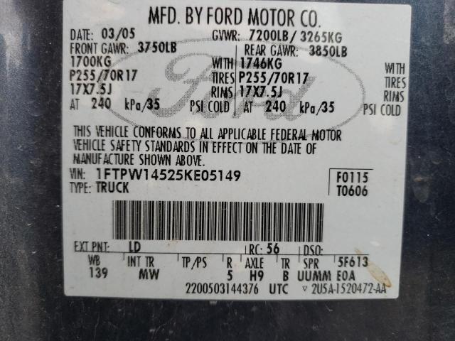 Photo 11 VIN: 1FTPW14525KE05149 - FORD F-150 