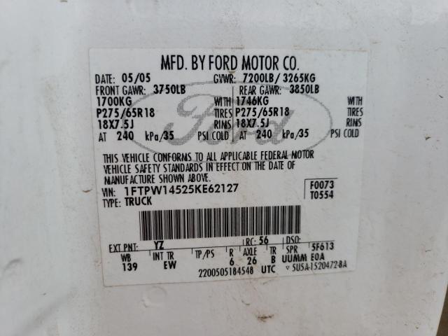 Photo 11 VIN: 1FTPW14525KE62127 - FORD F150 SUPER 