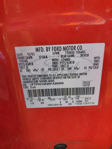 Photo 11 VIN: 1FTPW14526FA26999 - FORD F150 SUPER 