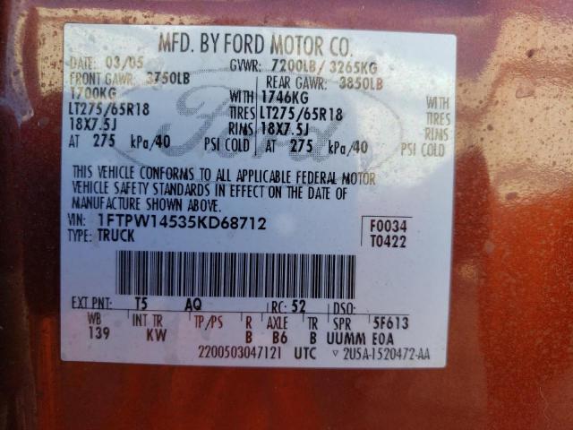 Photo 11 VIN: 1FTPW14535KD68712 - FORD F-150 