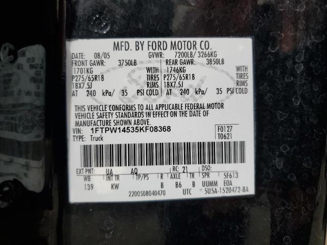 Photo 11 VIN: 1FTPW14535KF08368 - FORD F150 SUPER 