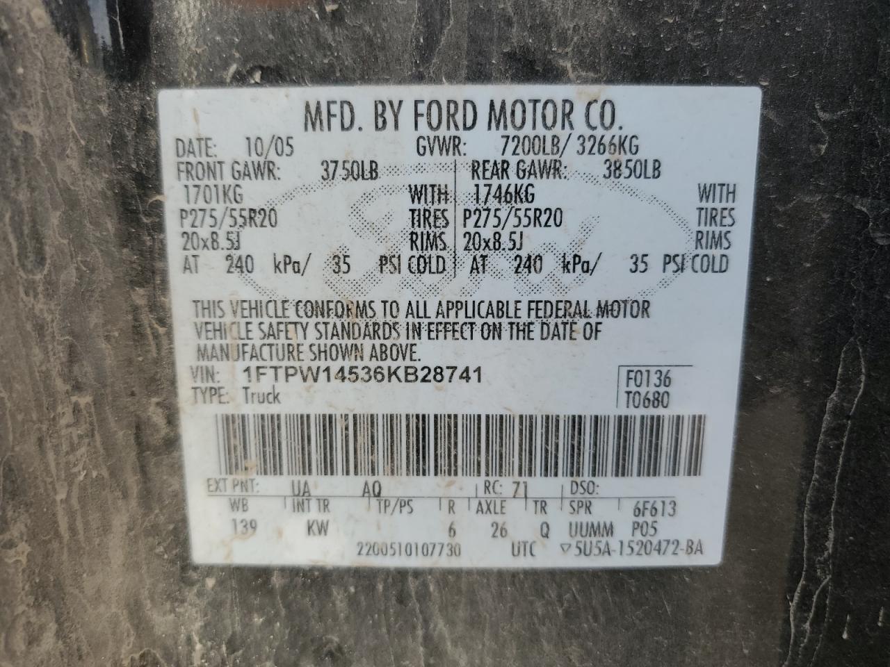 Photo 11 VIN: 1FTPW14536KB28741 - FORD F-150 