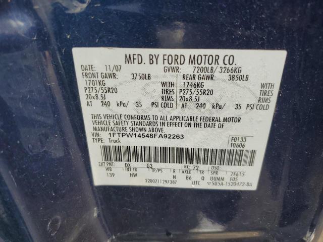 Photo 11 VIN: 1FTPW14548FA92263 - FORD F150 SUPER 