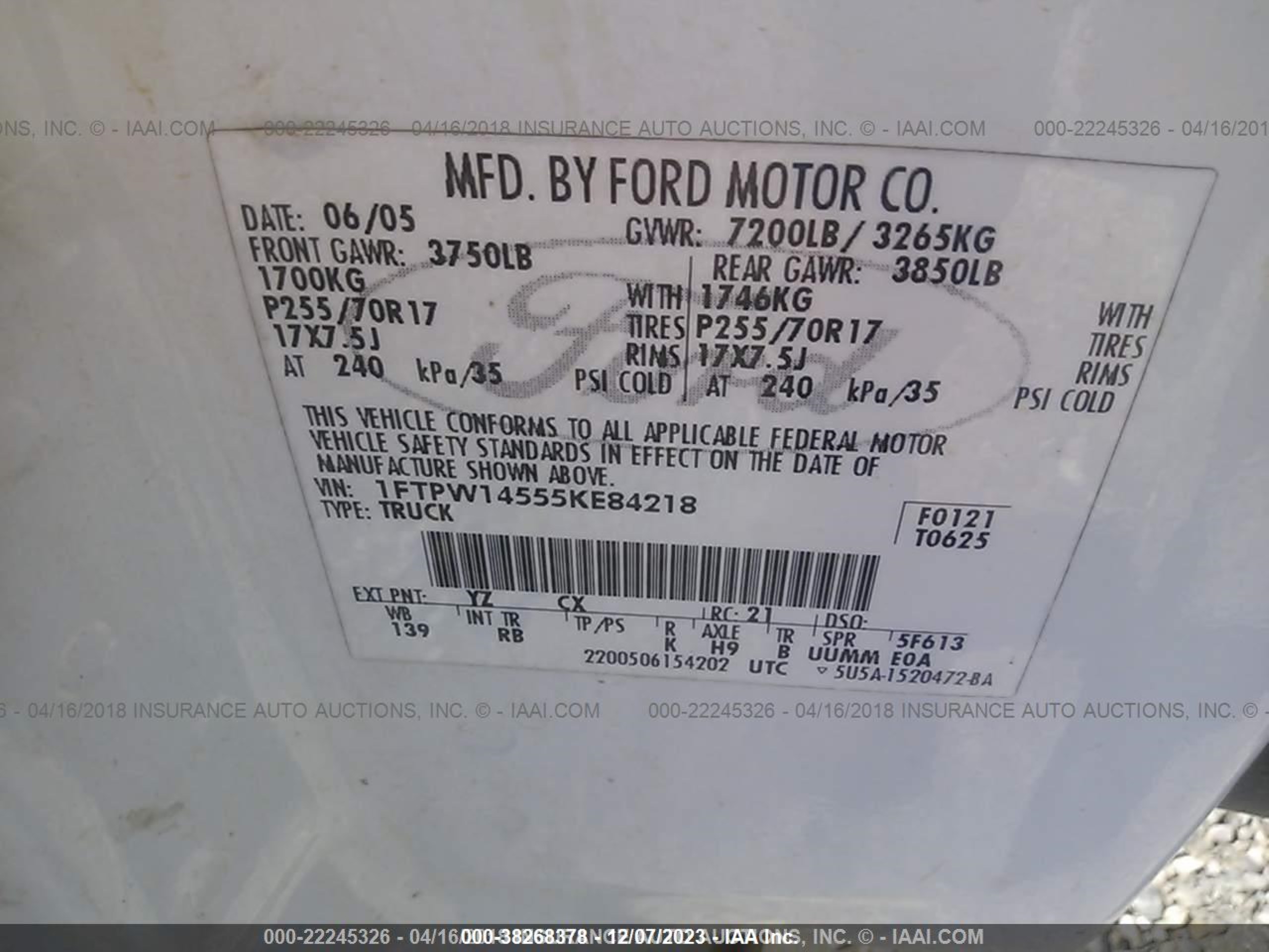 Photo 8 VIN: 1FTPW14555KE84218 - FORD F-150 