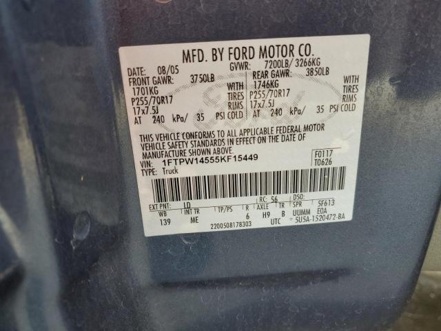 Photo 11 VIN: 1FTPW14555KF15449 - FORD F150 SUPER 