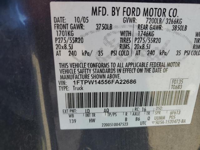 Photo 12 VIN: 1FTPW14556FA22686 - FORD F150 SUPER 